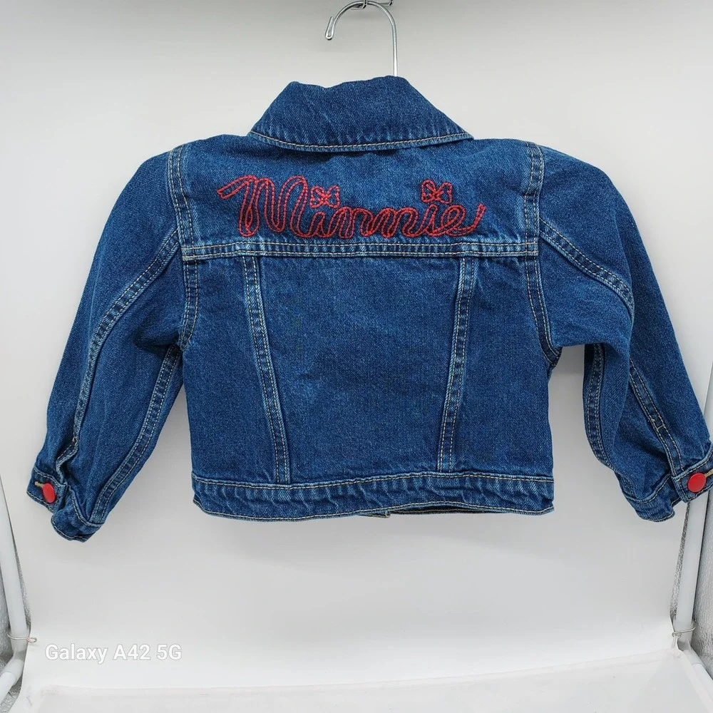 Old Navy Disney Minnie Mouse Denim Jacket Girls 3T Blue Red Heart Buttons 843805